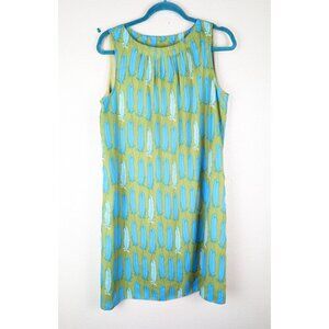 FOSSIL Crew Neck Sleeveless Shift  Dress Knee length Boho Artsy  M